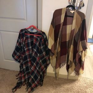 Two soft tasseled ponchos